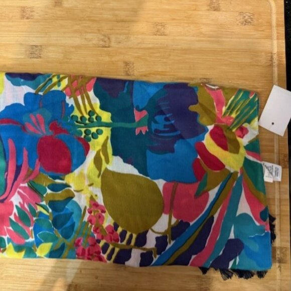 JCrew Tropical Floral tassel scarf / shawl - Picture 6 of 16